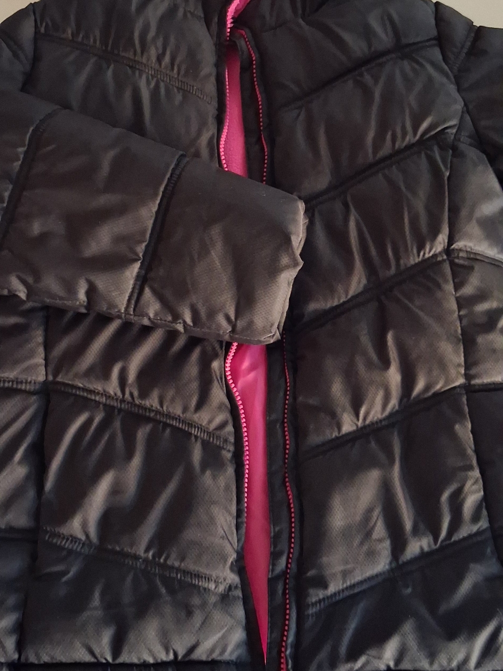 Faded Glory Black Puffer Jacket with Pink Lining